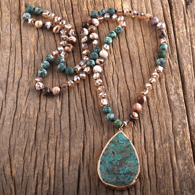 Agatha Bohemian Natural Stones With Semi Precious Pendant Necklace